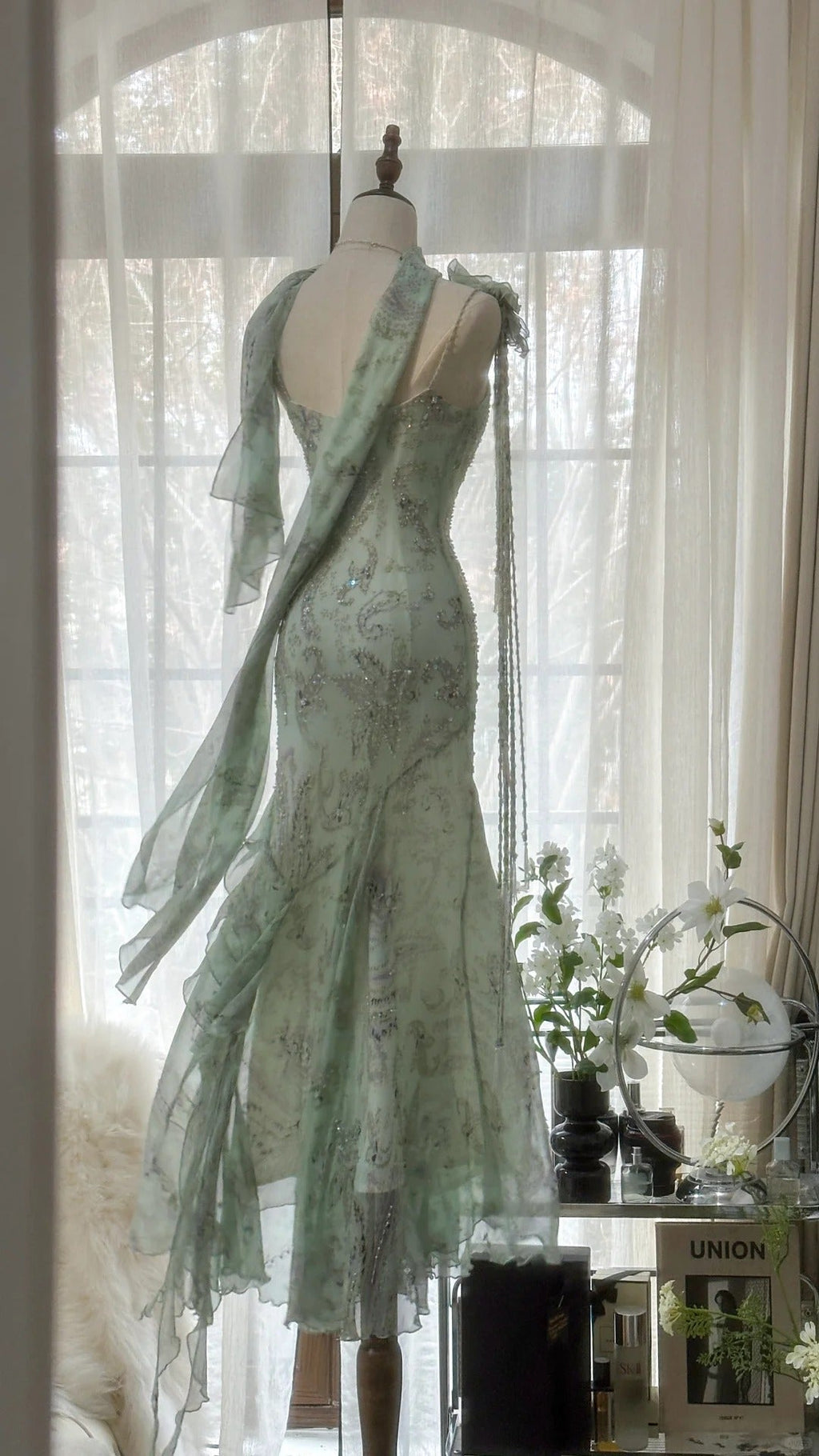 Vintage Evening Dresses, Sleeveless Green Party Gowns  25515