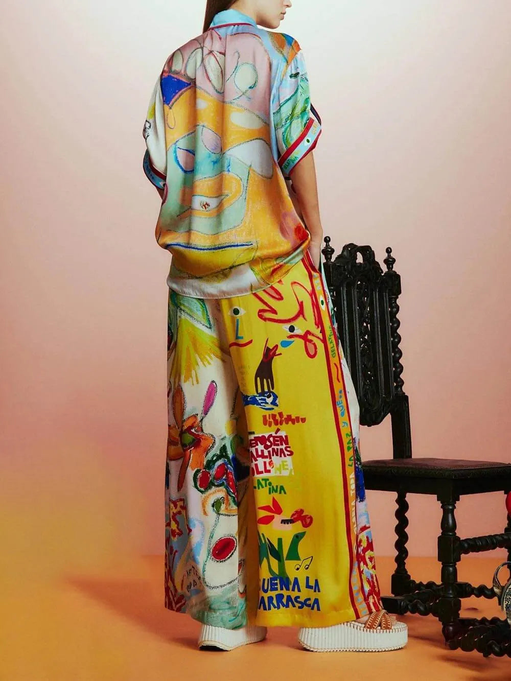 Unique Print Short-Sleeved Loose Shirt