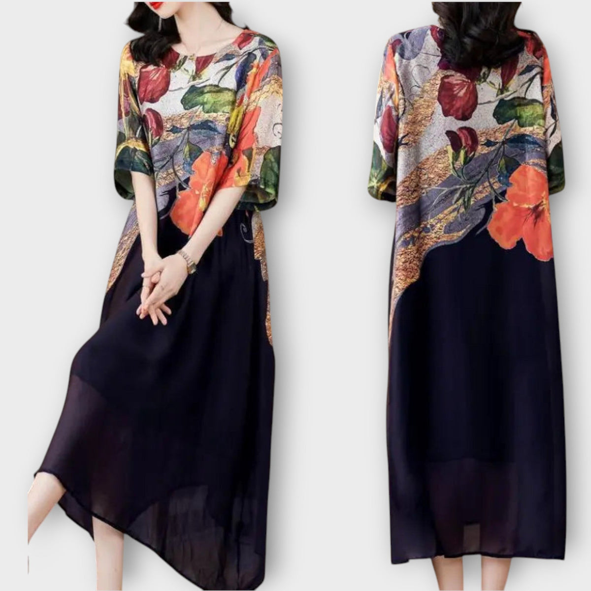Elegant Floral Print Maxi Dress