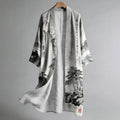 Men's Retro Landscape Painting Art Linen Long Kimono