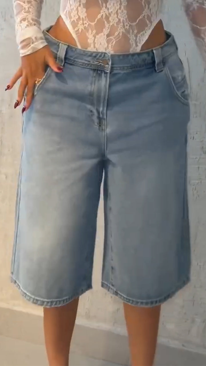 Ladies Washing Water Casual Seven Quarter Jeans