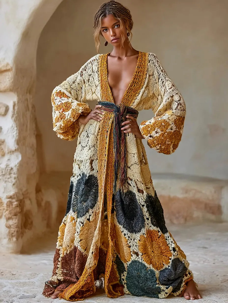 Women's Elegant Vintage Printed Robe