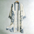 Japanese-style Octopus And Wave Art Pattern Casual Kimono Cardigan
