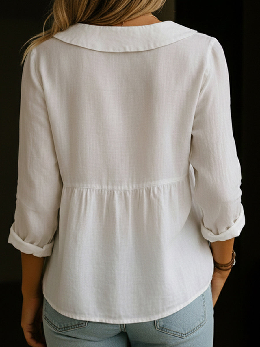 Peter Pan Collar Linen And Cotton Shirt