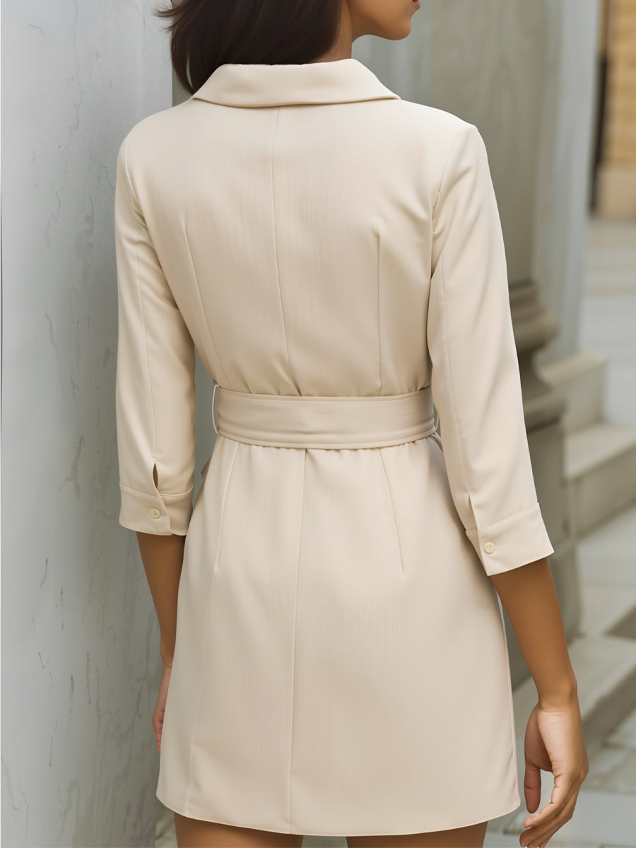 Tailored Blazer-Inspired Mini Dress With Belted Waist