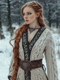 Medieval Contrast Hem Cable Knit Cozy Long Cardigan