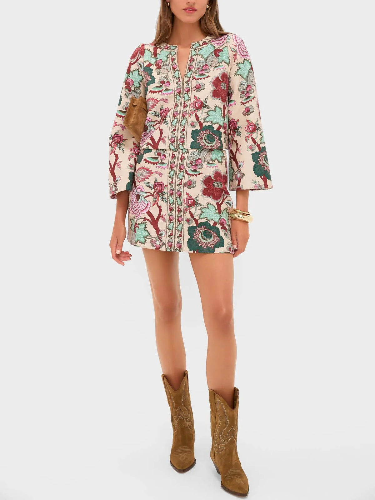 Exquisite Retro Floral Print Long-Sleeved Top