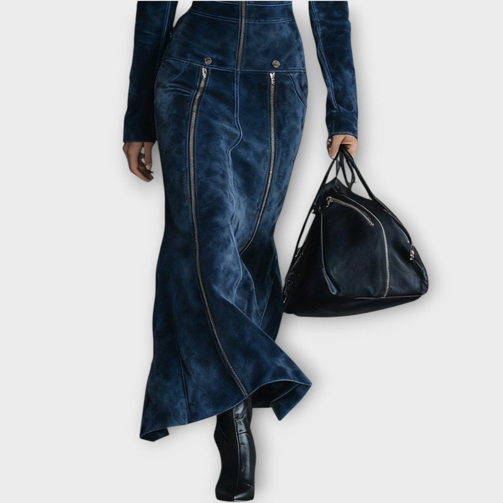 Sculpted Zip-Front Maxi Dress