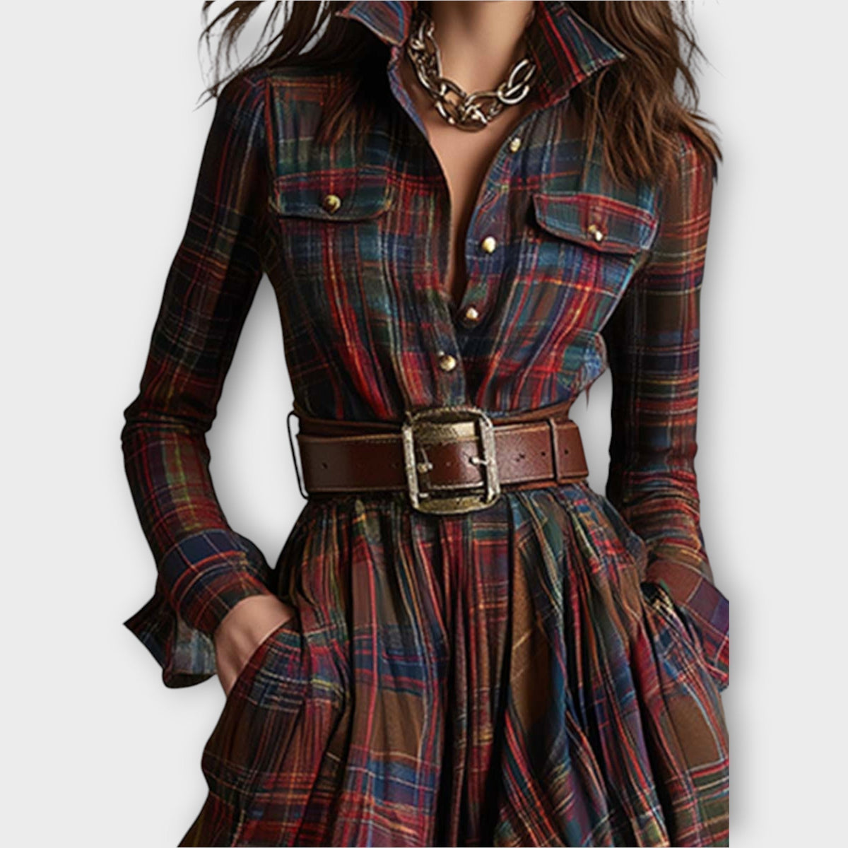 Retro Plaid Maxi Dress