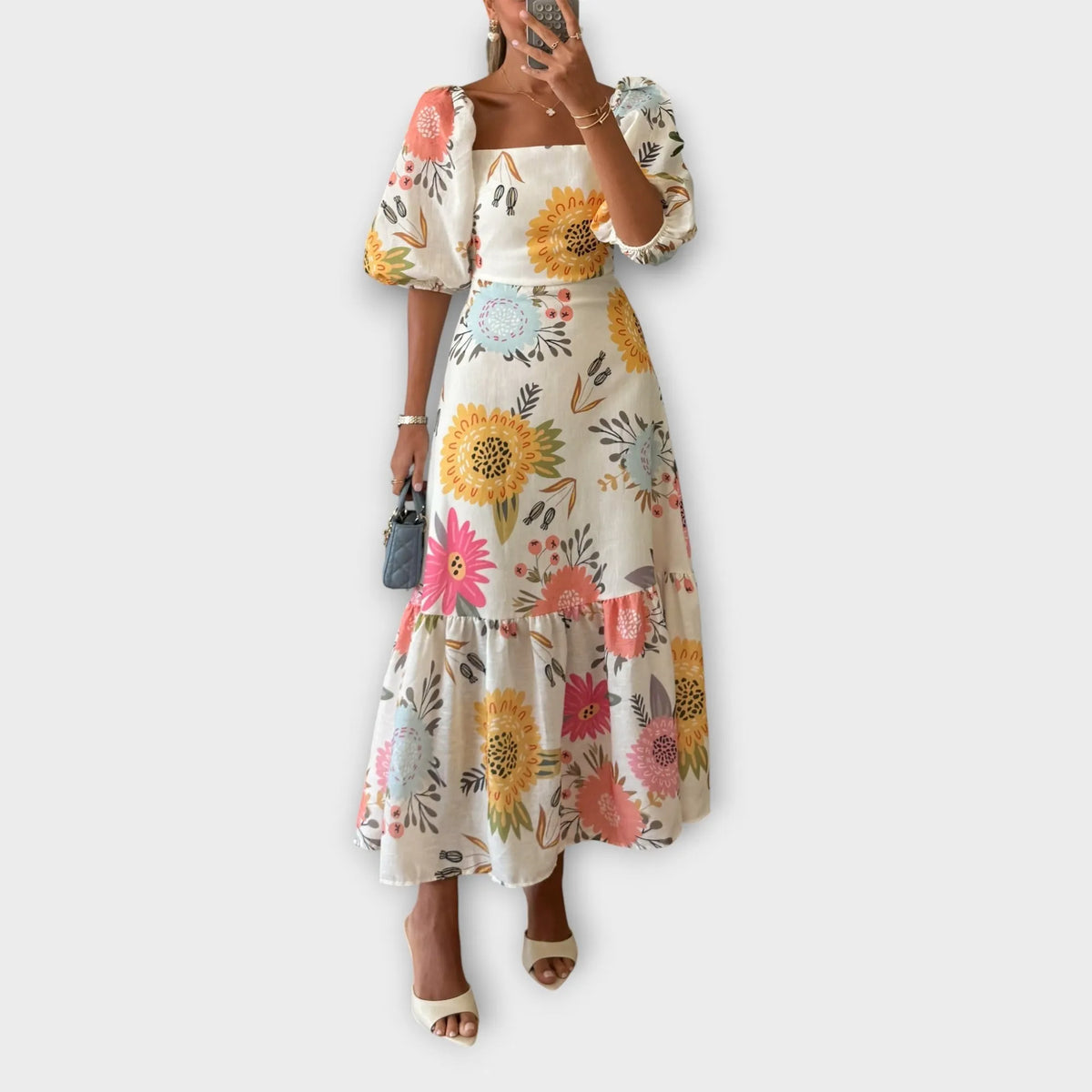 Blooming Elegance Puff Sleeve Dress