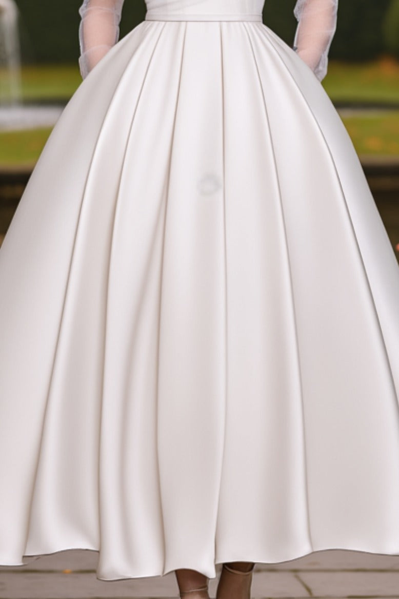 Wedding Dress White Off Shoulder Mesh Maxi Long Sleeve Dress