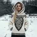 Women's Tribal Knit Jacquard Warm Hooded Sweater