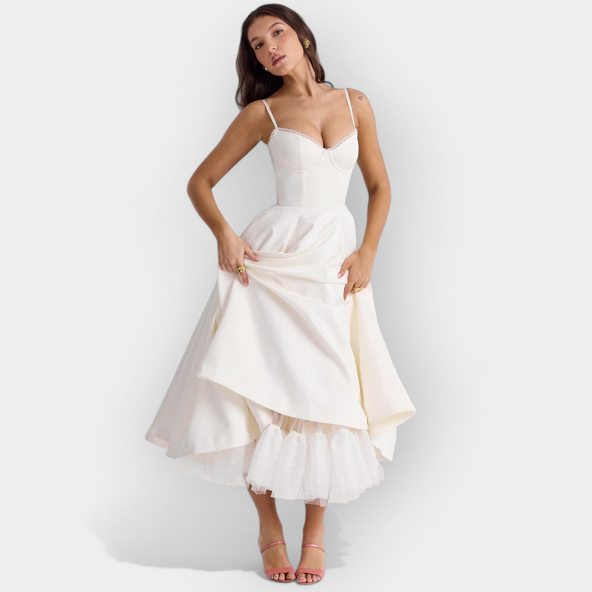 Simple White Midi Dress