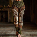 Women's Vintage Celtic Knot Tree Of Life Contrast Print Knit Leggings