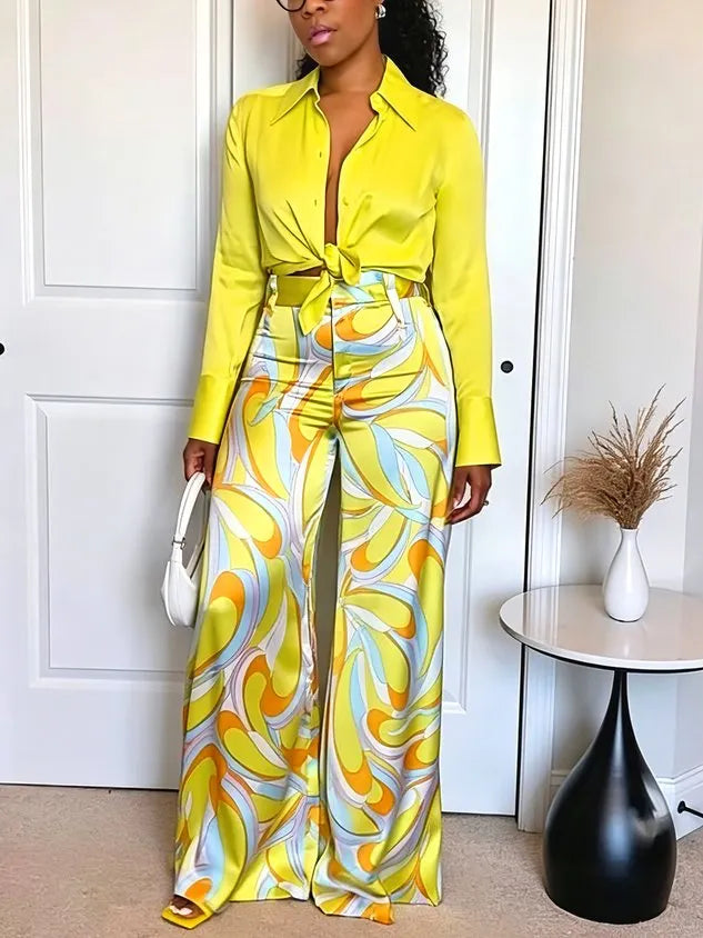 Casual Geometric Color Block Straight Pants
