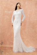 Primavera 11034 Long sleeves elegant white maxi dress