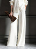 Casual Plain Sweater Wide Leg Pants