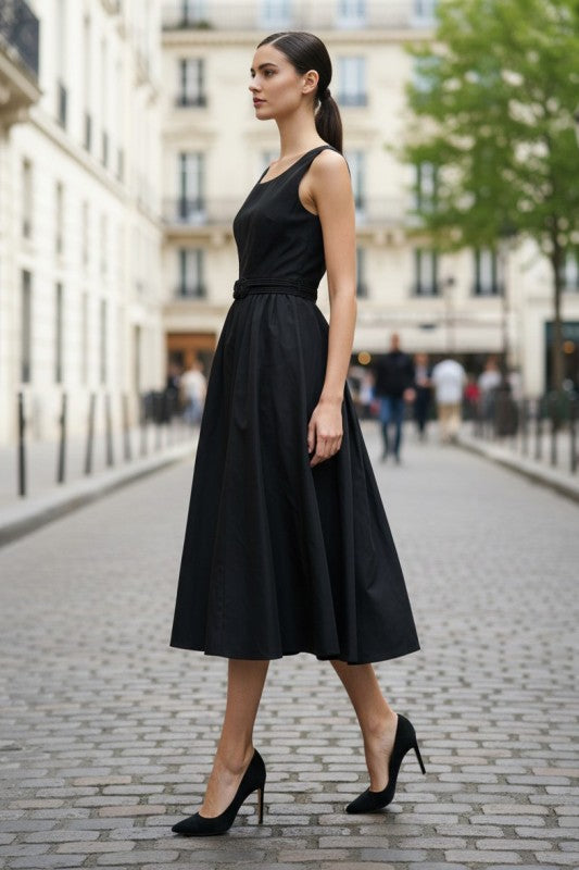 Belt Detail Midi Dress