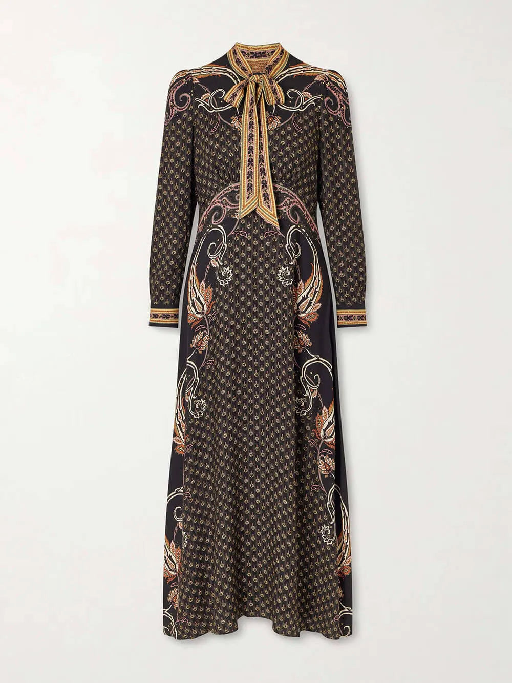 Modern Unique Bow Print Satin Maxi Dress