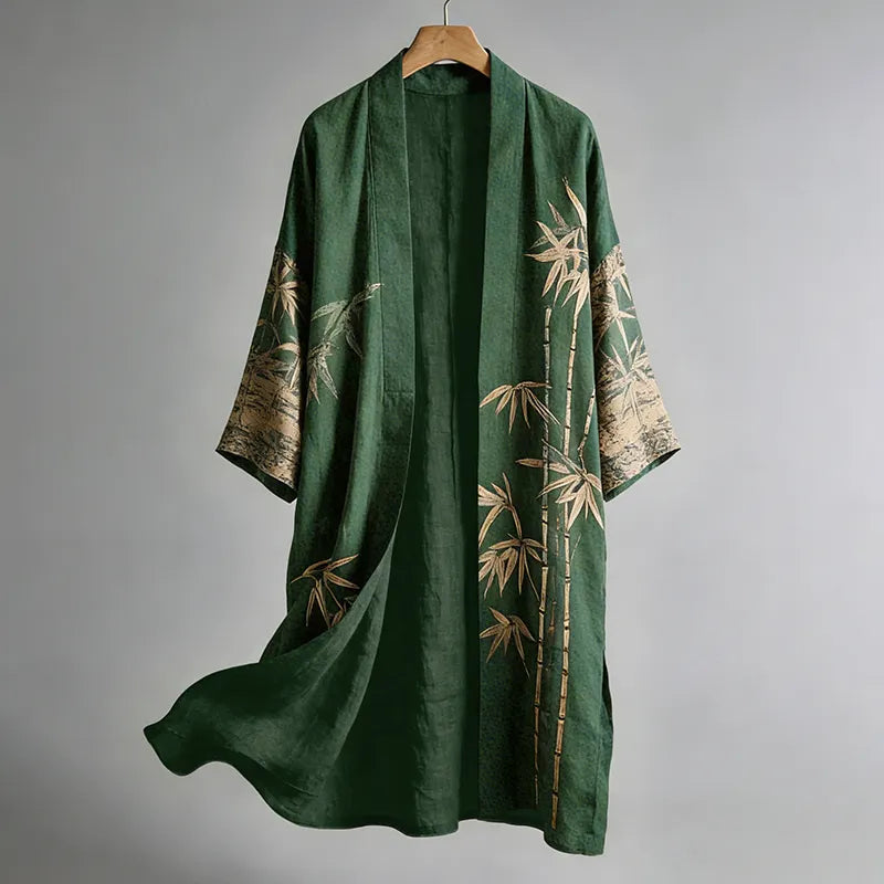 Japanese Bamboo Art Linen Blend Kimono