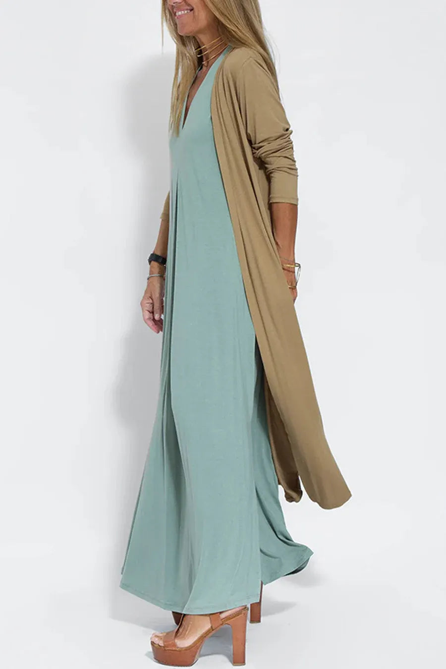 Solid Color Sleeveless Maxi Dress