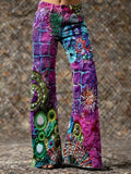 Women's Colorful Art Print Casual Washed Pants