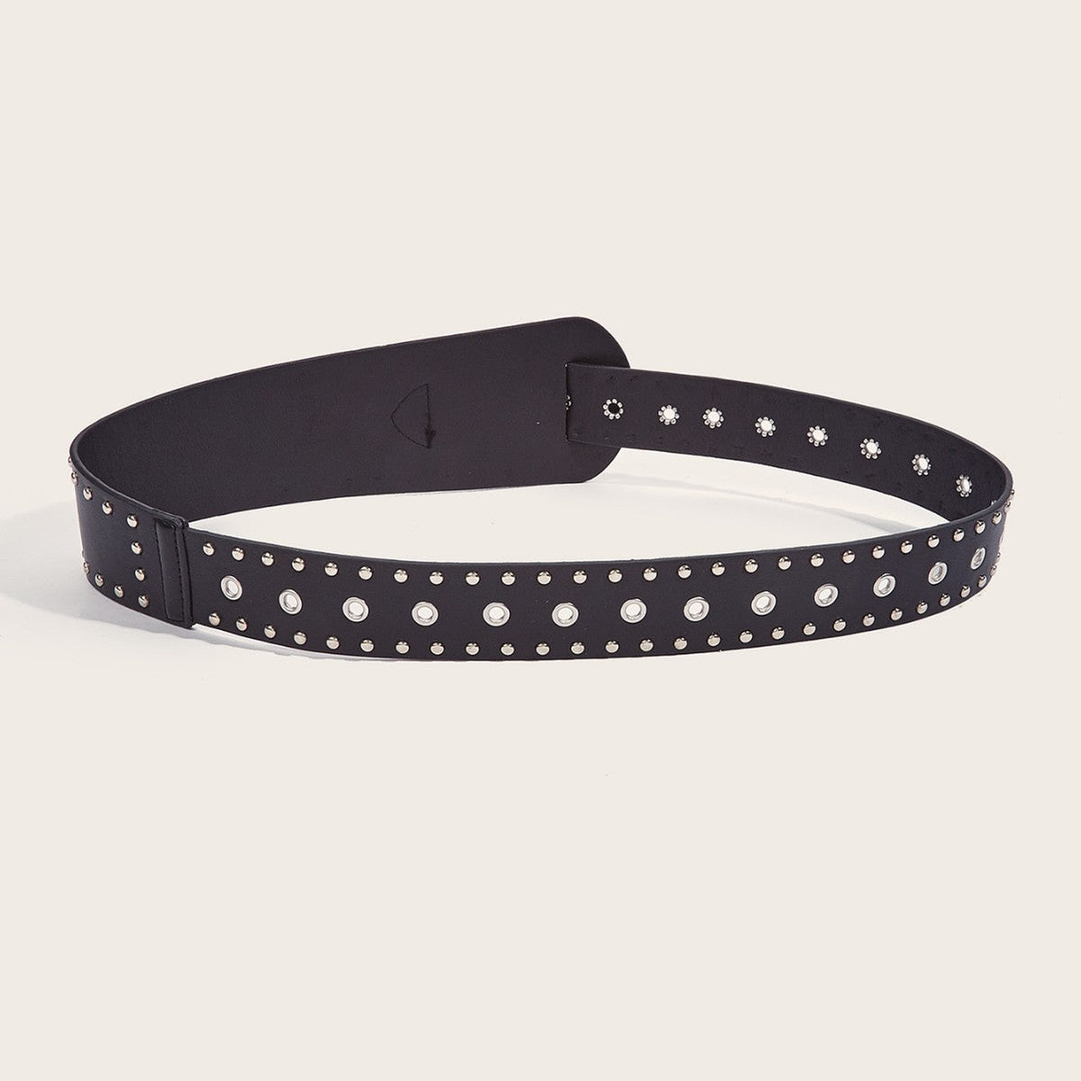 Punk-style studded belt with snap buckle