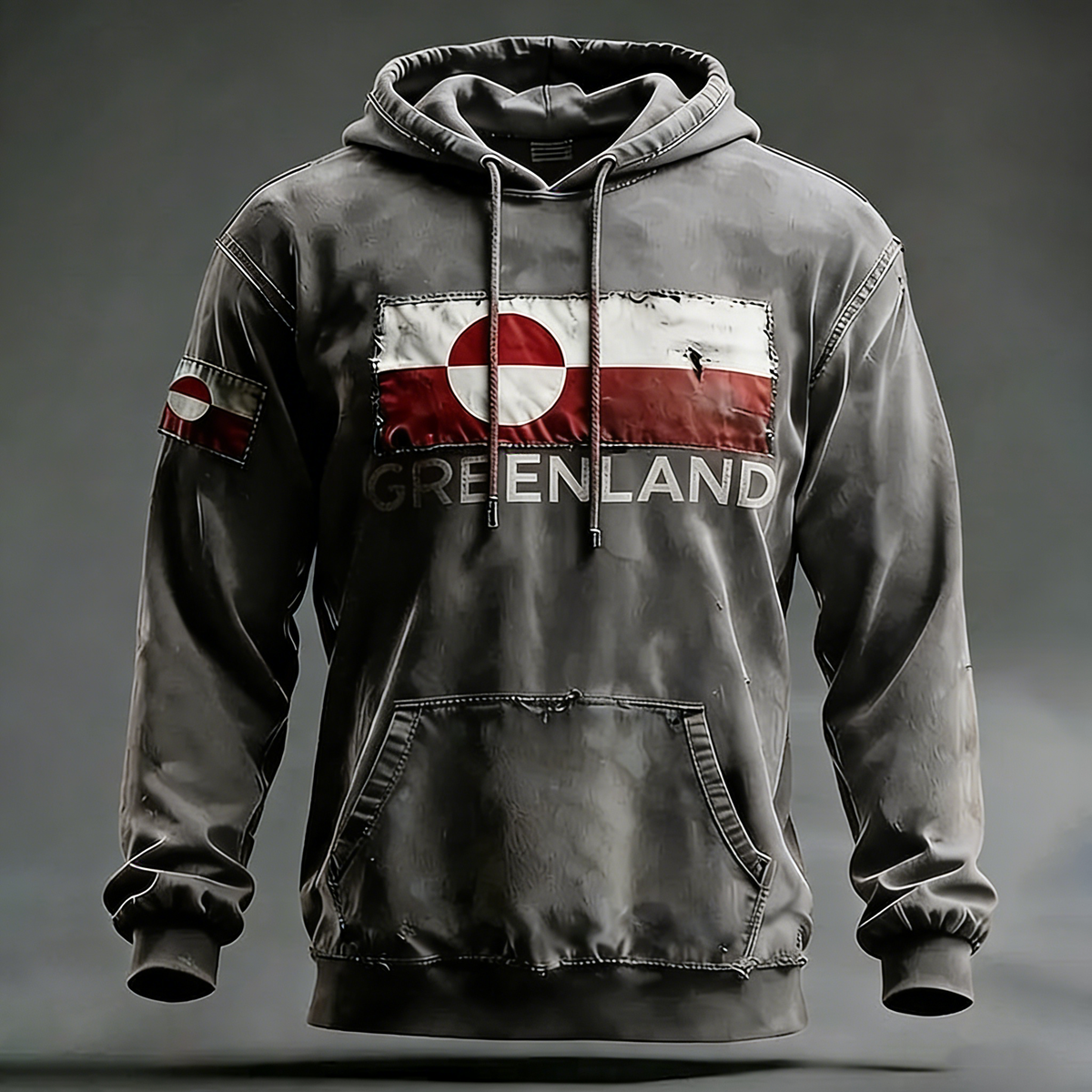 Men's Retro Greenland Not For Sale Print Casual Hoodie