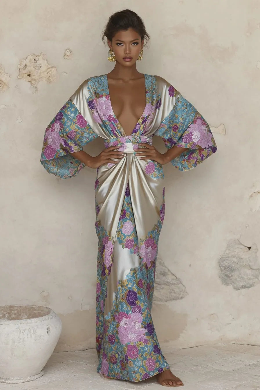 Women's Elegant Vintage Printed Robe
