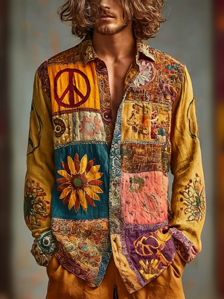 Hippie Bohemian Style Retro Style Men's Linen Shirt
