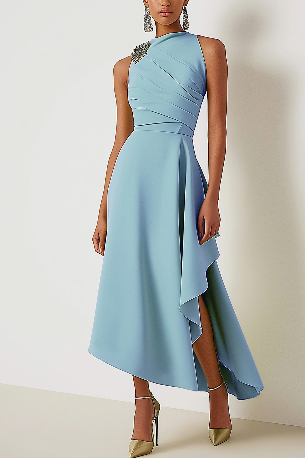 Wedding Guest Party Dress Sage Green Sleeveless Maxi Dress