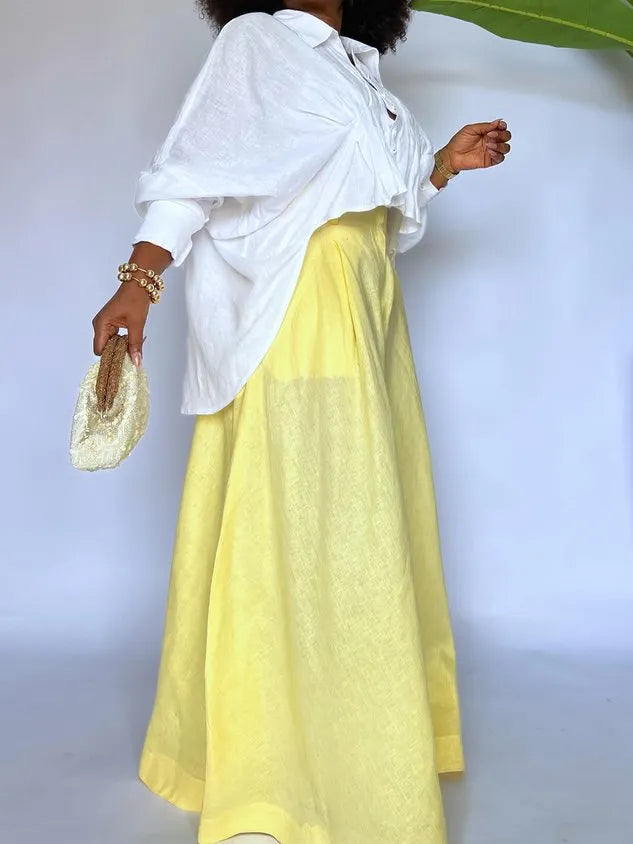 Cotton And Linen Casual Plain Distressing Wide Leg Pants
