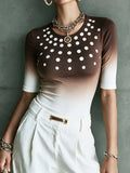 Casual Polka Dots Crew Neck T-shirt