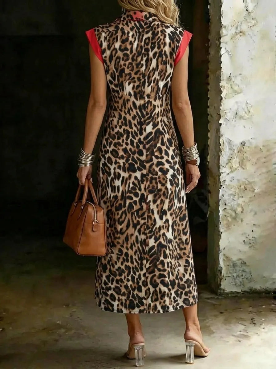 Womenâ€TMs Leopard Print Contrast Shirt Dress