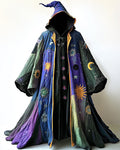 Stars and Moon Embroidered Rainbow Contrast Cape  9743