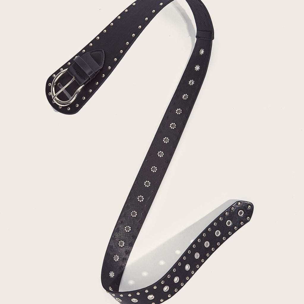 Punk-style studded belt with snap buckle
