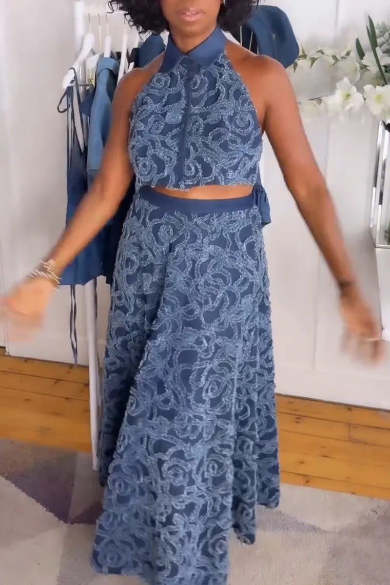 Women's Fashion 3D-Embroidered Denim Vest or Skirt