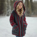 Women's Viking Celtic Knot Art Warm Knit Hooded Jacket
