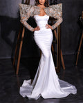 Women's Long Sleeve Mesh Embroidery Dress