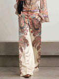 Exquisite Vintage Paisley Print Wide-leg Pants