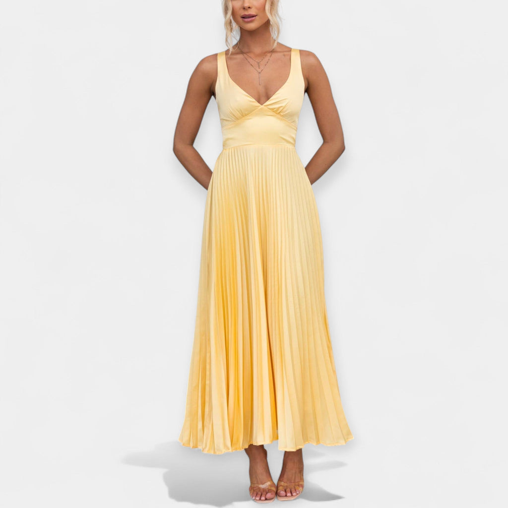 Maxi Dress in Yellow with Open Back