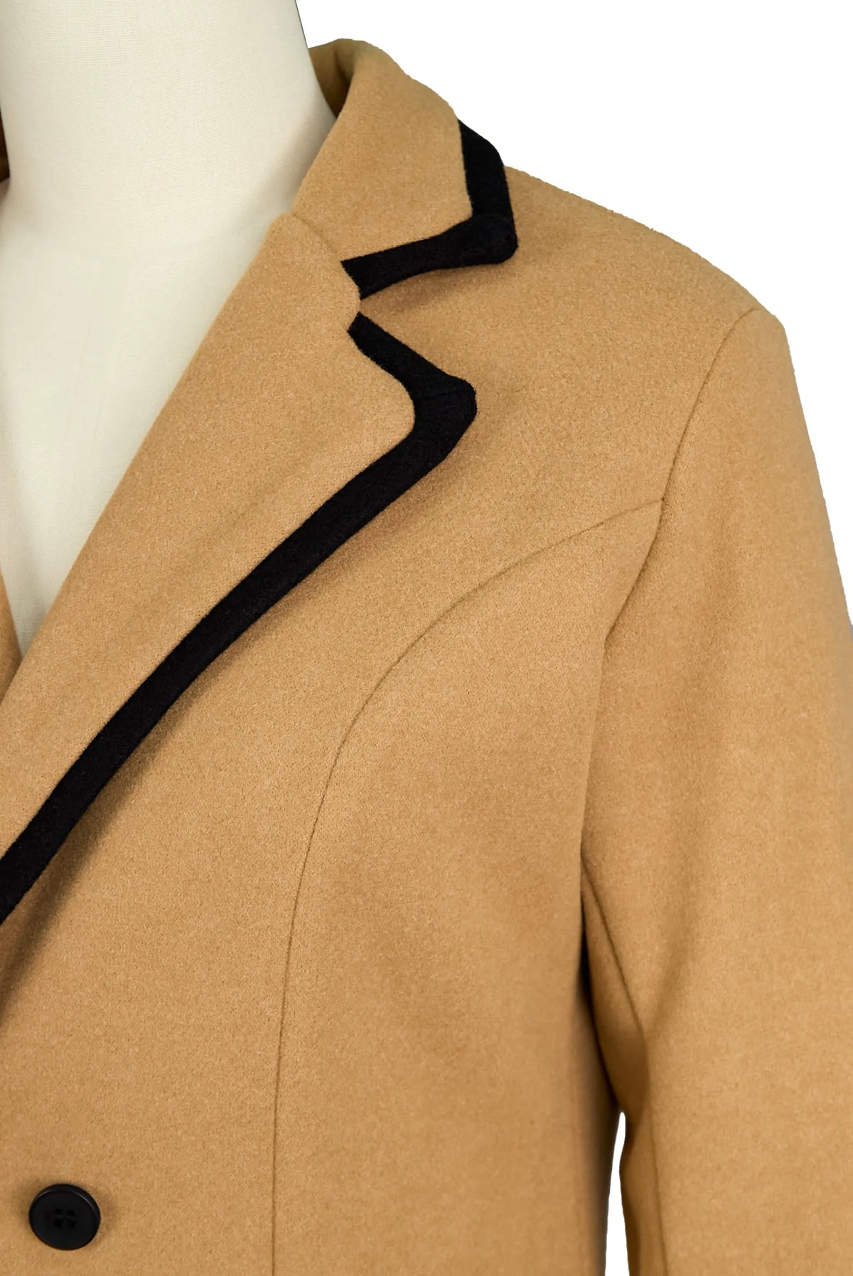 Chic Double-Breasted White Coat with Black Trim