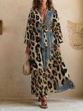Women's Vintage Leopard Print Chiffon Bow-Tie Dress