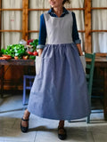 Blue/Striped Cotton Patchwork Apron
