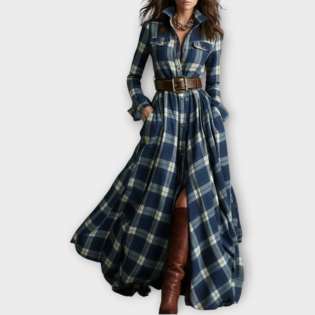 Retro Plaid Maxi Dress