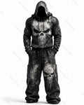Men's Fashion Skull Contrast Color Embroidered Hoodie & Pants Two-Piece Set 6375