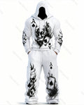 Men's Fashion Skull Print Hoodie & Pants Two-Piece Set 4832
