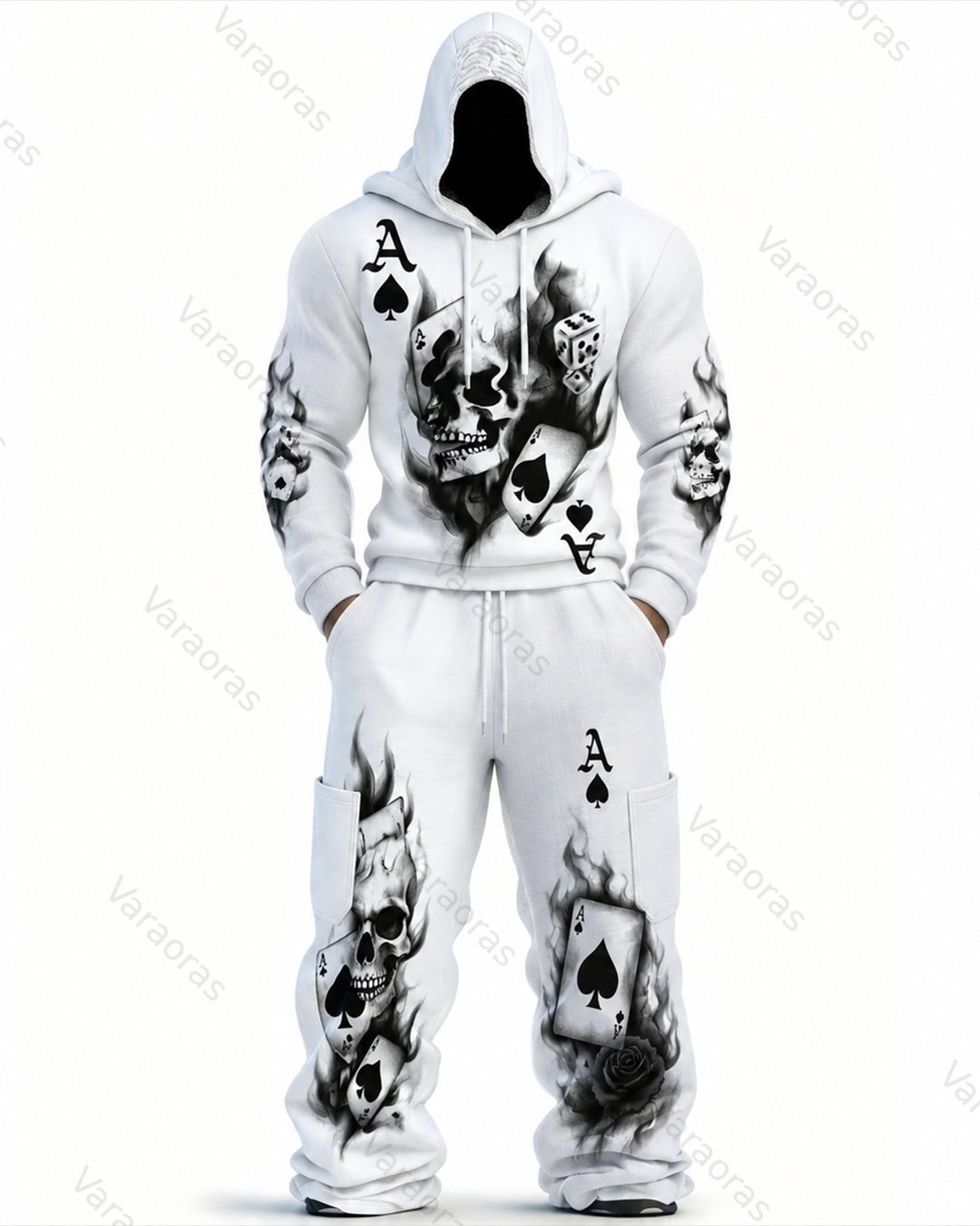 Men's Fashion Skull Print Hoodie & Pants Two-Piece Set 4832